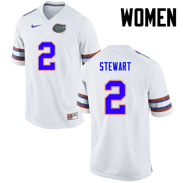 Women Florida Gators #2 Brad Stewart College Football Jerseys-White - Click Image to Close